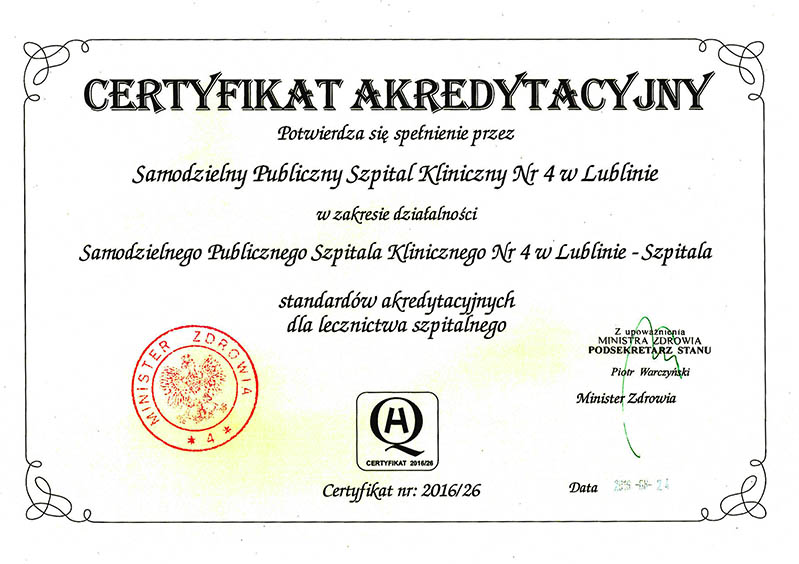 Certyfikat akredytacyjny